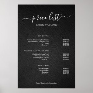 Poster Sinal de Lista de Preços de Salão Minimalista Mode