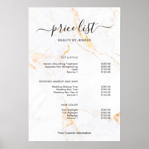 Poster Sinal de Lista de Preços de Salão Minimalista Mode
