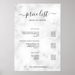 Poster Sinal de Lista de Preços de Salão Minimalista Mode