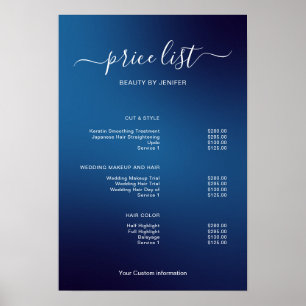 Poster Sinal de Lista de Preços de Salão Minimalista Mode