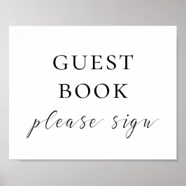 Poster Sinal de livro convidado. Casamento com guião pret