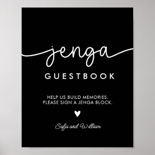 Poster Sinal de Livro de Convidado Jenga para Casamento P