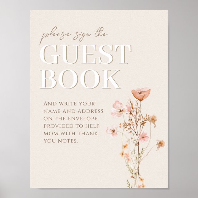 Poster Sinal de Livro de Convidado para Chá de fraldas de (Frente)