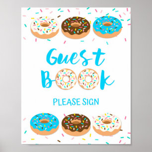 Poster Sinal de Livro de Convidado Rosquinha Azul Sprinkl