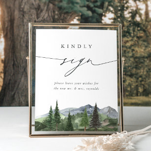 Poster Sinal de Livro de Registro de Casamento na Florest