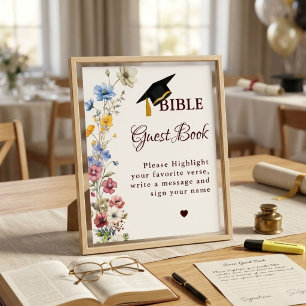 Poster Sinal de Livro de Visitas da Bíblia de Formatura,
