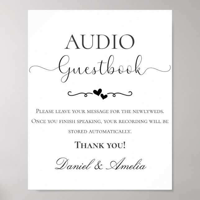 Poster Sinal de Livro de Visitas de Áudio de Casamento, S (Frente)