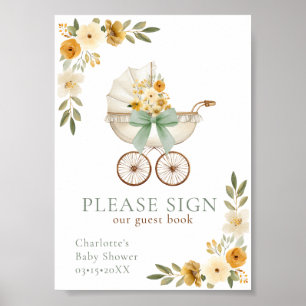 Poster Sinal de Livro de Visitas de Carruagem de Bebê Vin
