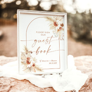 Poster Sinal de Livro de Visitas de Casamento Boho Gram