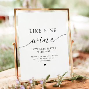 Poster Sinal de Livro de Visitas de Casamento de Vinho Mi