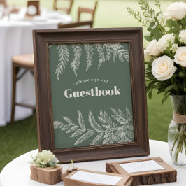 Poster Sinal de Livro de Visitas de Casamento em Floresta
