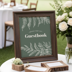 Poster Sinal de Livro de Visitas de Casamento em Floresta