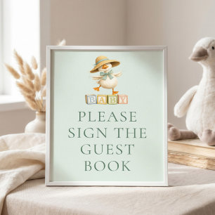 Poster Sinal de Livro de Visitas de Chá de Bebê Silly Goo