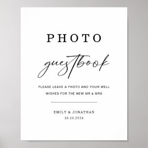 Poster Sinal de Livro de Visitas de Foto de Casamento Ele