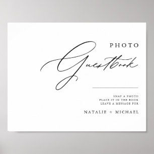 Poster Sinal de Livro de Visitas de Fotos Preto e Branco 
