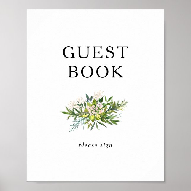 Poster Sinal de Livro de Visitas de Oliveiras Elegantes (Frente)