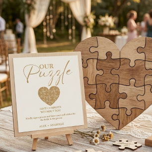 Poster Sinal de Livro de Visitas de Puzzle de Noiva de Ou