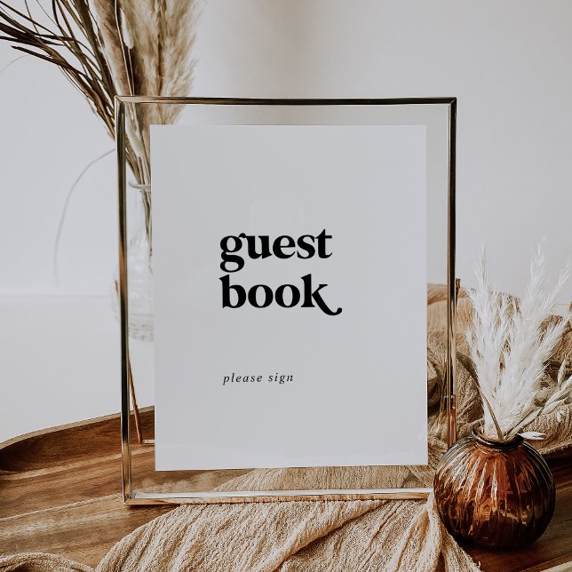 Poster Sinal de Livro de Visitas de Tipografia Preta Mode (Criador carregado)