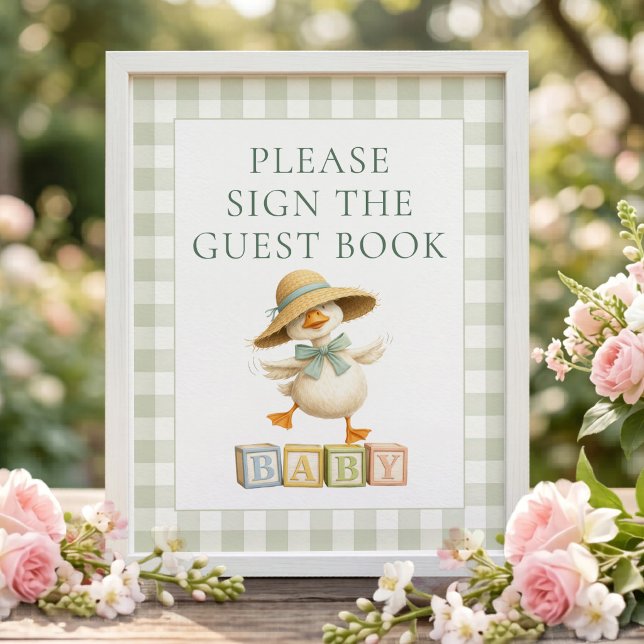 Poster Sinal de Livro de Visitas de Xadrez de Ganso Bobo  (Criador carregado)