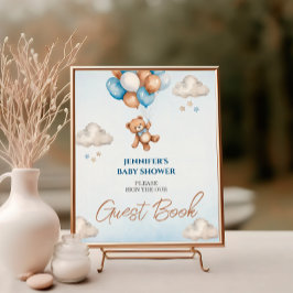 Poster Sinal de Livro de Visitas do Ursinho Azul Capricho