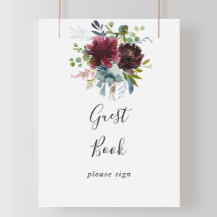 Poster Sinal de Livro de Visitas Floral e Folhagem Borgon