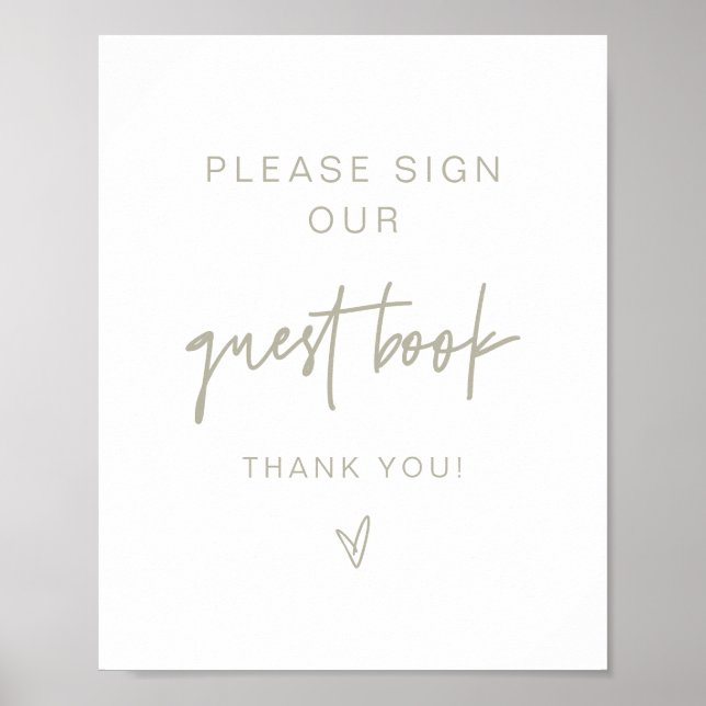 Poster Sinal de Livro de Visitas MARLO Boho Moderno Verde (Frente)