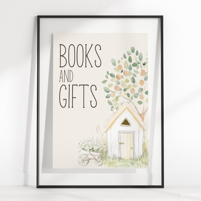 Poster Sinal de Livros e Presentes para Chás de Bebê Anim (Criador carregado)