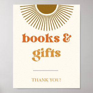 Poster Sinal de Livros e Presentes Retro Sun, Presentes B