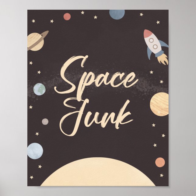 Poster Sinal de lixo espacial de Aniversário Externo (Frente)