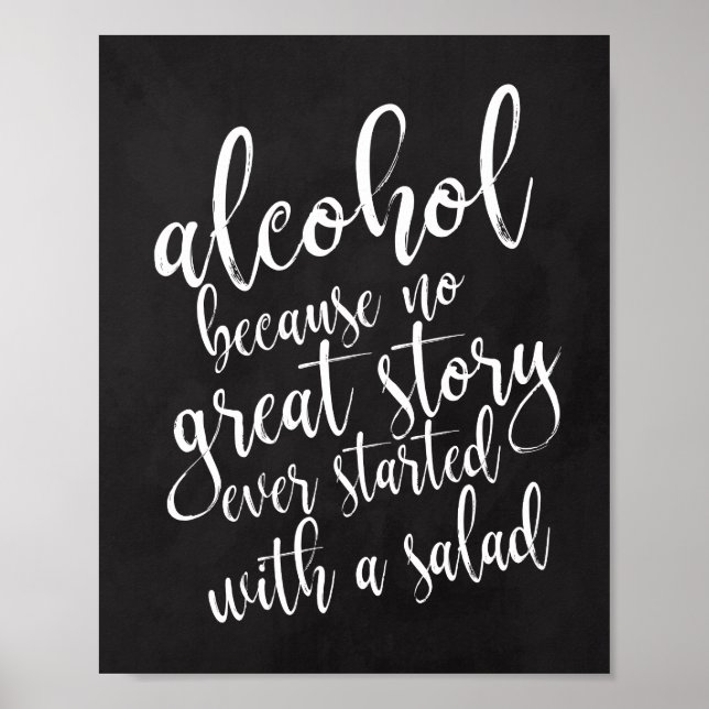 Poster Sinal de Loja de Álcool de Casamento 8x10 Chalkboa (Frente)