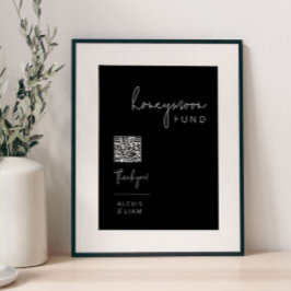 Poster Sinal de lua de mel de casamento branco e preto ed