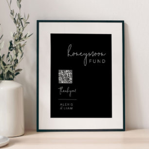 Poster Sinal de lua de mel de casamento branco e preto ed