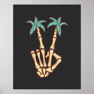 Poster Sinal De Mão De Esqueleto De Palmeiras Para Hallo