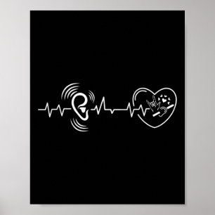 Poster Sinal de mão do batimento cardíaco da orelha lingu
