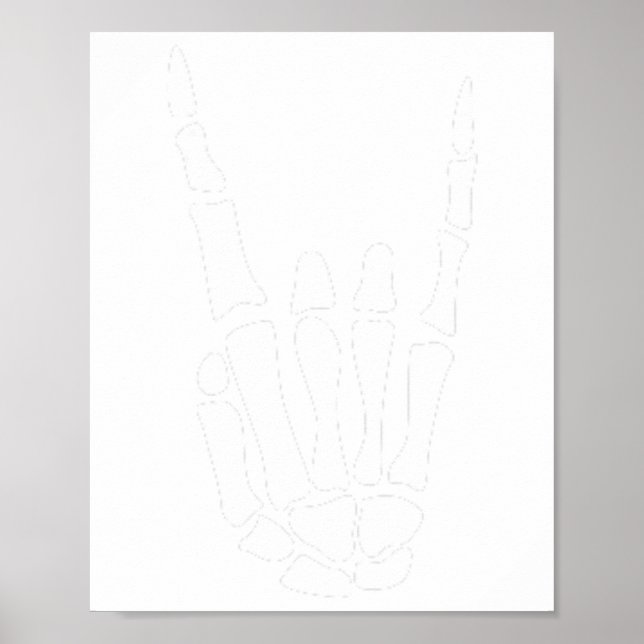 Poster Sinal de mão Rock on Skeleton - Halloween minimali (Frente)