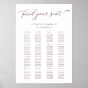 Poster Sinal de Mapa de Assentos de Casamento Chic Rosa D