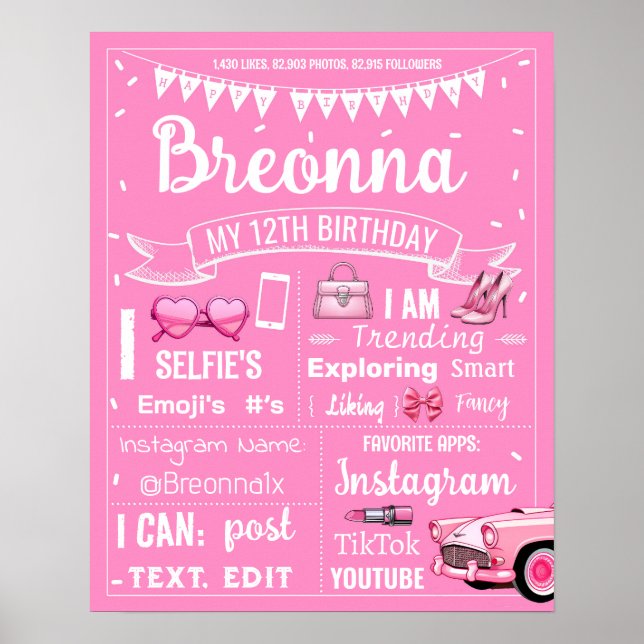 Poster Sinal de marco da festa de aniversário de boneca R (Frente)