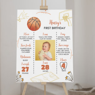 Poster Sinal de Marco de Basquete Primeiro Aniversário
