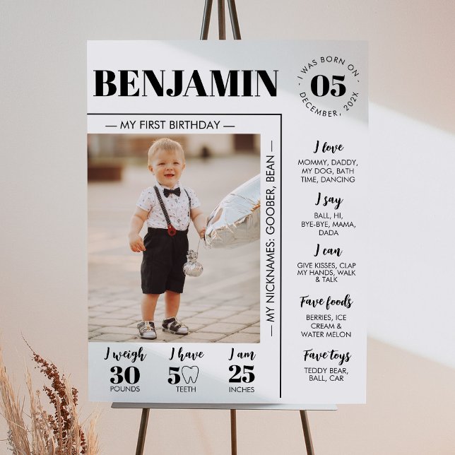 Poster Sinal de Marco de Foto do Primeiro Ano Moderno (Criador carregado)