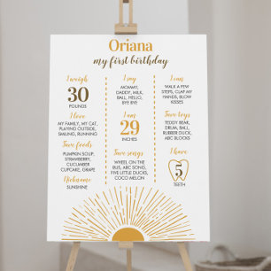 Poster Sinal de Marco de primeiro aniversario Sunshine