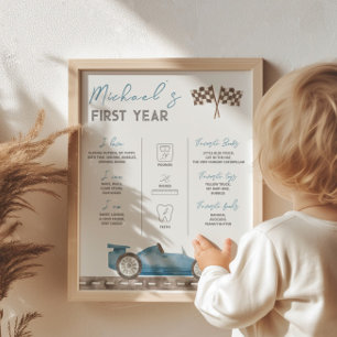 Poster Sinal de Marco do Carro Race Retroativo