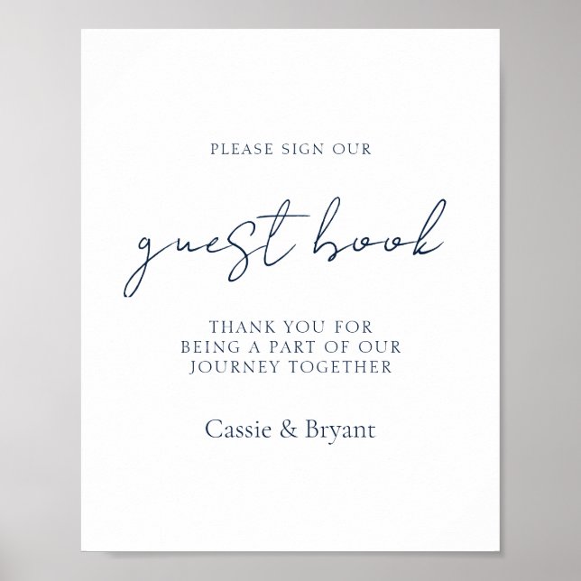 Poster Sinal de Marinho Azul de Casamento de Convidado Mo (Frente)
