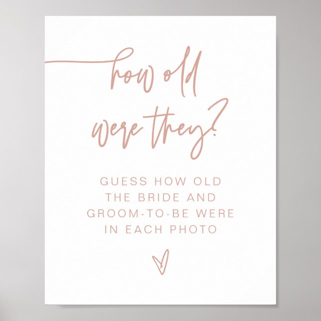 Poster Sinal de MARLO Rosa Bege Moderno Quantos Anos Eles (Frente)