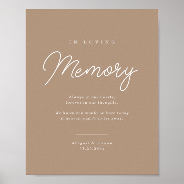 Poster Sinal de Memória de Casamento Boho Areia Minimalis (Frente)
