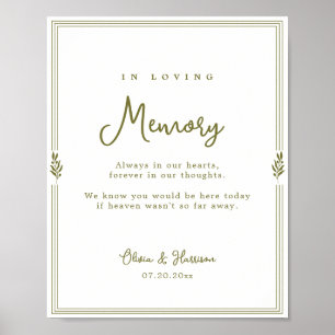 Poster Sinal de Memória de Casamento com Galho de Oliveir