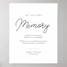 Poster Sinal de Memória de Casamento com Letra Minimalist