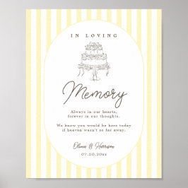 Poster Sinal de Memória de Casamento com Listras Amarelas