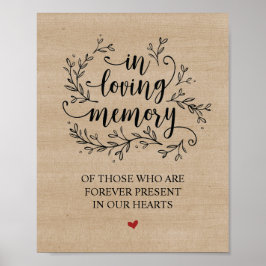 Poster Sinal de Memória de Casamento com Vinhas Rústicas