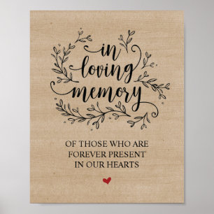 Poster Sinal de Memória de Casamento com Vinhas Rústicas