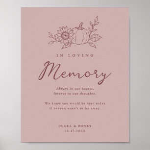 Poster Sinal de Memória de Casamento de Abóbora Girassol
